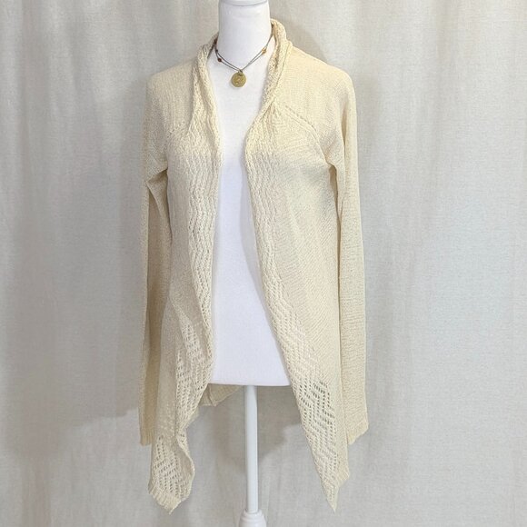 Keren Hart Size Small Cream Colored Open Weave Cardigan - Picture 1 of 13